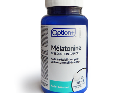 Option+ Mélatonine à dissolution rapide | 3 mg X 100 comprimés sublinguaux