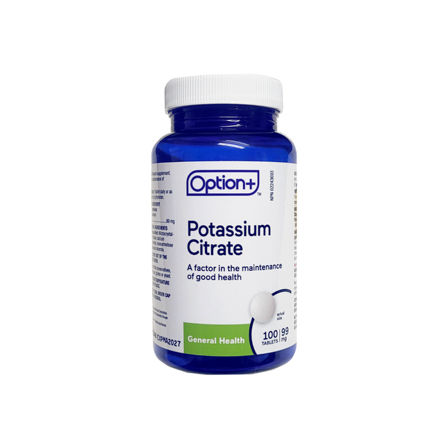 Option+ Potassium Citrate Supplement Tablets 99mg | 100 Tablets