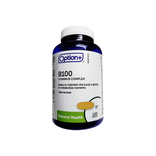 Complexe de vitamines B Option+ B100 | 120 comprimés