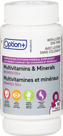 Option+ Femmes 50 + Multivitamines et Minéraux | 90 comprimés