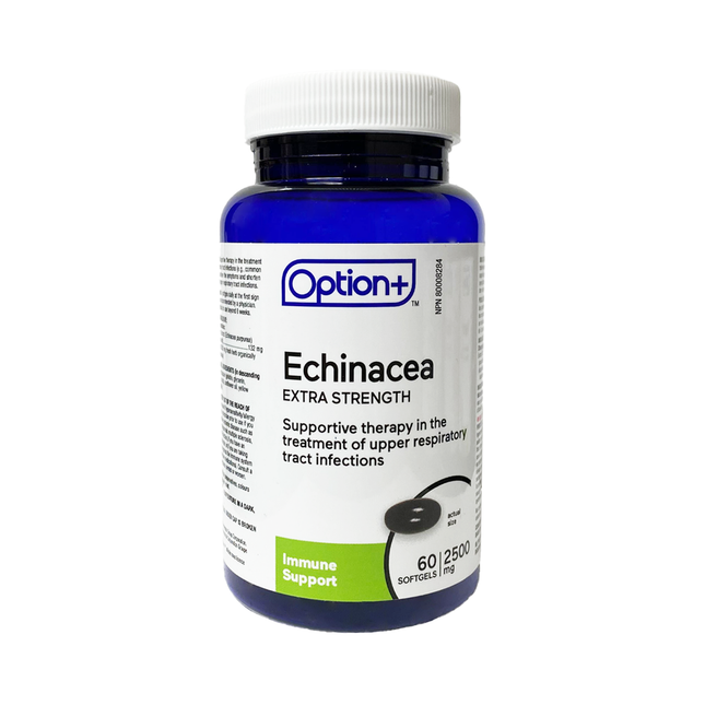 Option+ Échinacée Soutien immunitaire 2500 mg, extra fort | 60 gélules