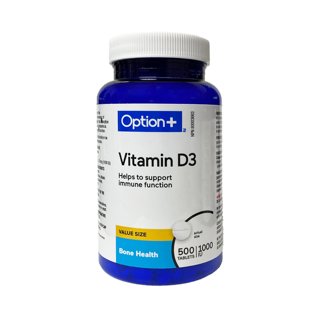 Option+ Vitamin D3 1000 IU  | 500 Tablets