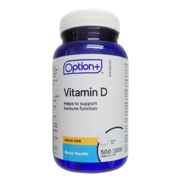 Option+ - Vitamin D 1000IU - Value Size | 500 Tablets
