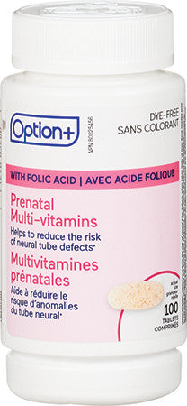Option+ Multivitamines prénatales avec acide folique | 100 comprimés