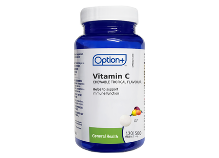 Option+ Vitamine C à croquer 500MG - Saveur tropicale | 120 comprimés