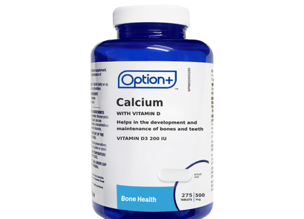 Option+ - Calcium With Vitamin D - 500MG / 200IU | 275 Tablets