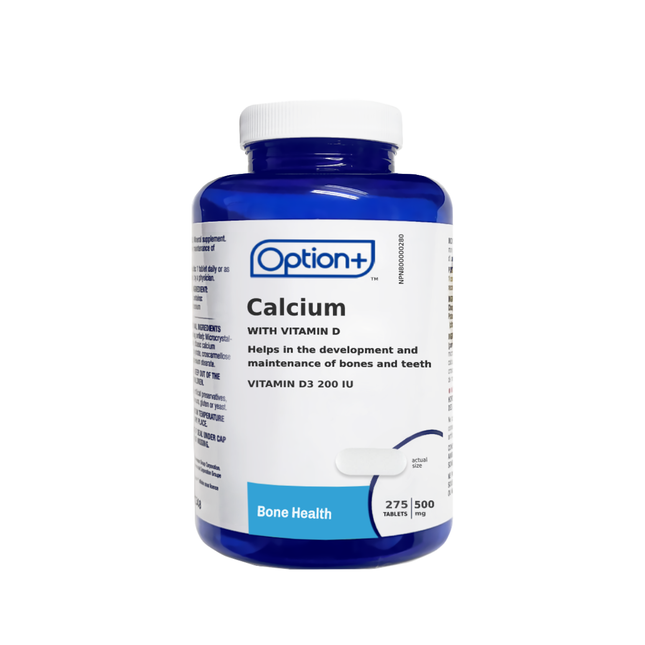 Option+ Calcium avec vitamine D 500MG | 275 comprimés