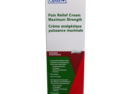 Option+ Non-Greasy Pain Relief Cream Maximum Strength | 100 g