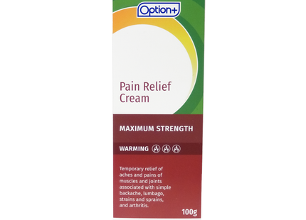 Option+ Non Greasy Pain Relief Cream Maximum Strength | 100 g