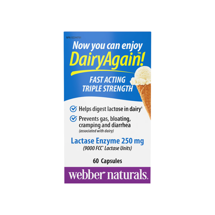 Webber Naturals Extra Strength Lactase Enzyme | 60 Capsules