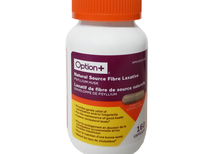 Option+ Natural Source Fibre Laxative with Psyllium Husk | 160 Capsules