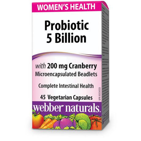 Webber Naturals - Women's Health - Probiotic 5 Billion with 200 mg Cranberry | 45 Vegetarian Capsules