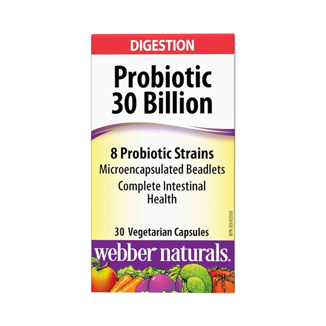 Webber Naturals - Probiotiques pour la digestion 30 milliards | 30 capsules végétariennes
