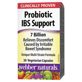 Webber Naturals -  Probiotic IBS Support 7 Billion - IBS Discomfort Relief | 30 Vegetarian Capsules