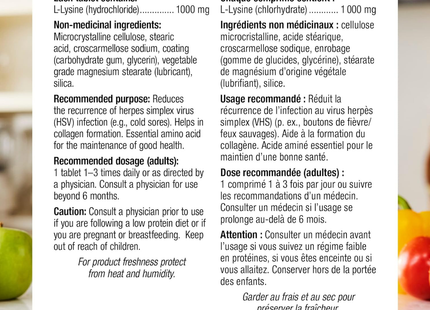 Webber Naturals - L-Lysine 1000 mg | 60 comprimés