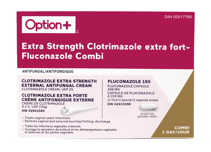 Option+ - Extra Strength Clotrimazole Antifungal Cream & Capsule | 15 g + 1 Capsule
