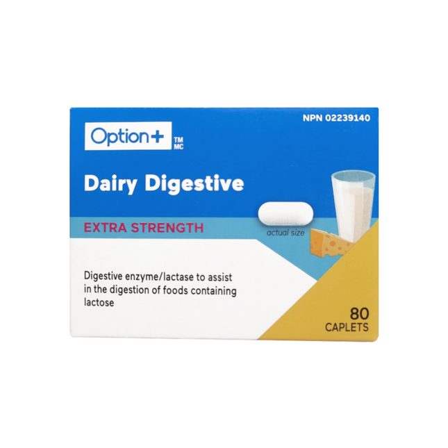 Option+ - Dairy Digestive - Extra Strength | 80 Caplets