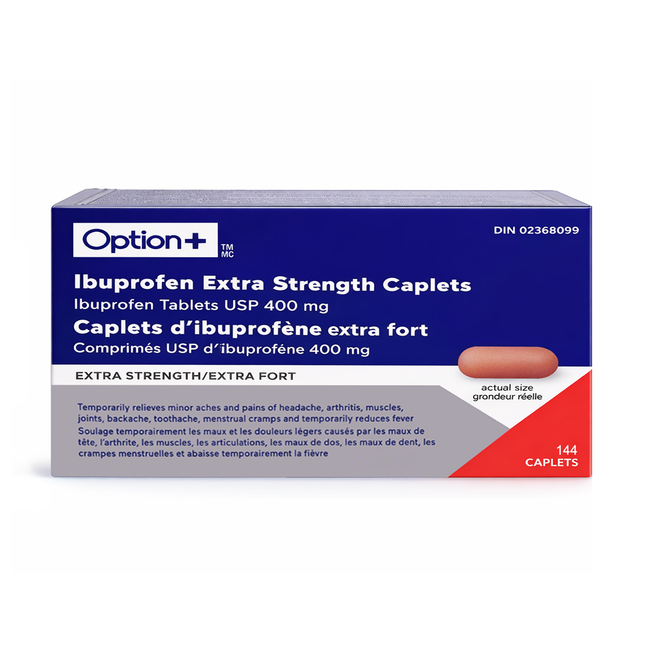 Option+ Ibuprofen 400 mg, Extra Strength | 144 Caplets