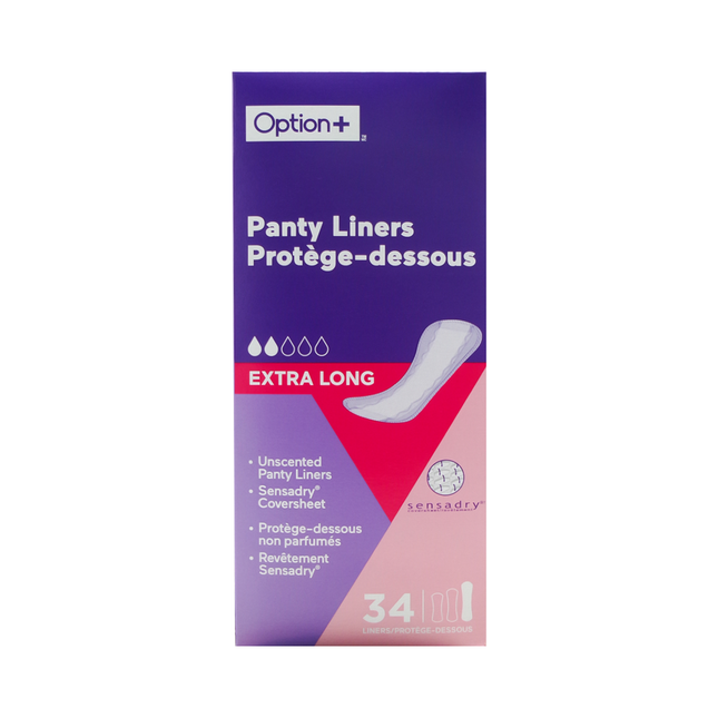 Option+ Protège-dessous non parfumés extra-longs | 34 unités