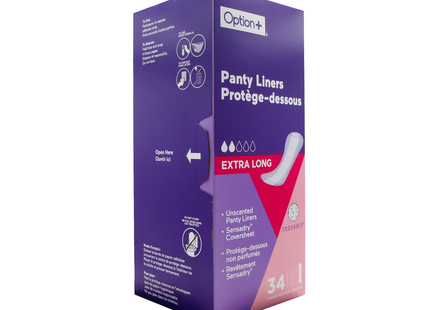 Option+ Protège-dessous non parfumés extra-longs | 34 unités