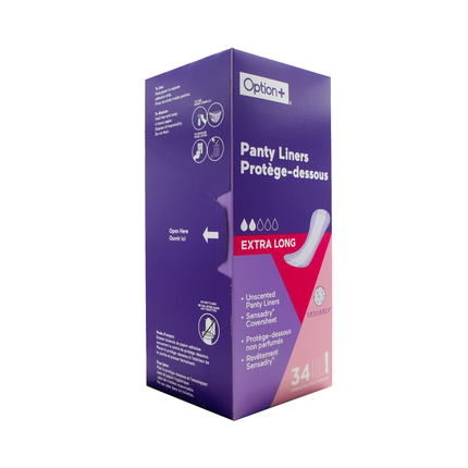 Option+ Protège-dessous non parfumés extra-longs | 34 unités