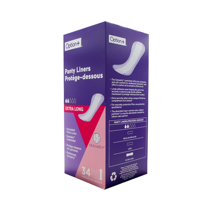 Option+ Protège-dessous non parfumés extra-longs | 34 unités