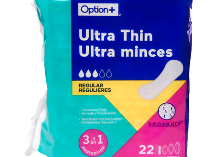 Option+ - Ultra Thin 3IN1 Pads - Regular | 22 Pads