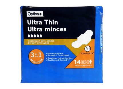 Option+ - Ultra Thin 3 IN 1 Overnight Pads | 14 Pads