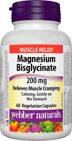 Webber Naturals Magnesium Bisglycinate 200 mg | 60 Vegetarian Capsules
