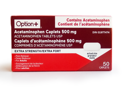 Option+ Acetaminophen Caplet 500mg - Extra Strength | 50 Caplets