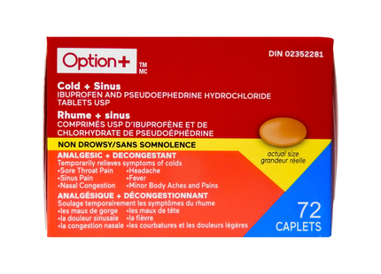 Option+ Cold + Sinus Relief | 72 Caplets