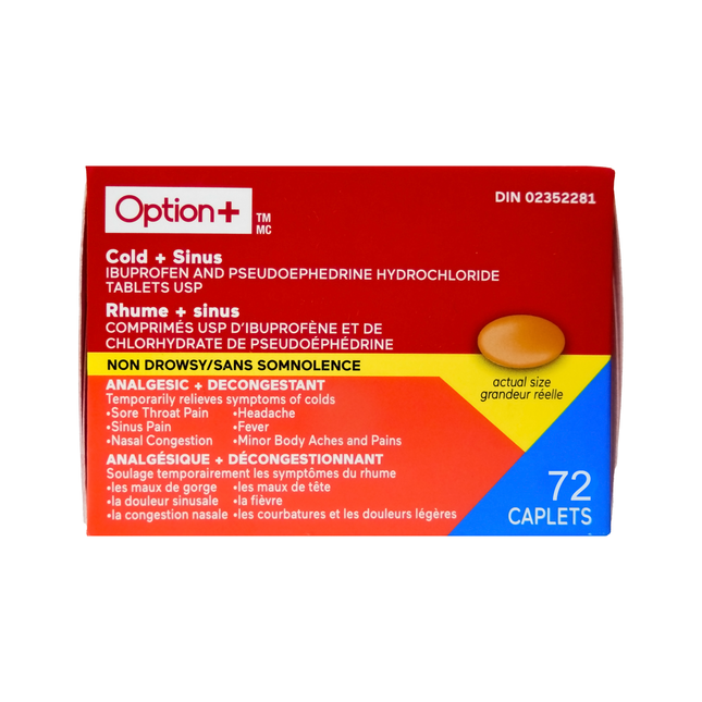 Option+ Cold + Sinus Relief | 72 Caplets