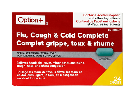 Option+ Grippe Toux et Rhume Complet Extra Fort | 24 caplets