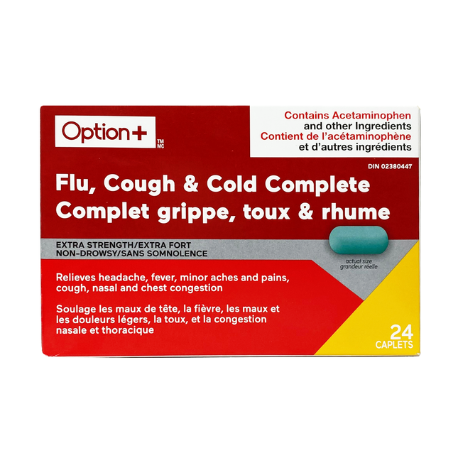 Option+ Grippe Toux et Rhume Complet Extra Fort | 24 caplets