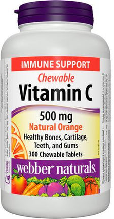 Webber Naturals Vitamine C à croquer - Orange naturelle - 500 mg | 300 comprimés à croquer 