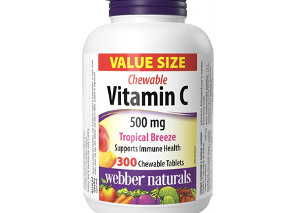 Webber Naturals - Vitamine C Explosion Tropicale | 300 Comprimés à Croquer