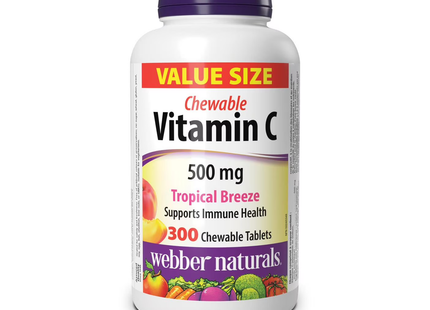 *Webber Naturals Vitamine C à croquer - 500 mg - Brise tropicale | 300 comprimés