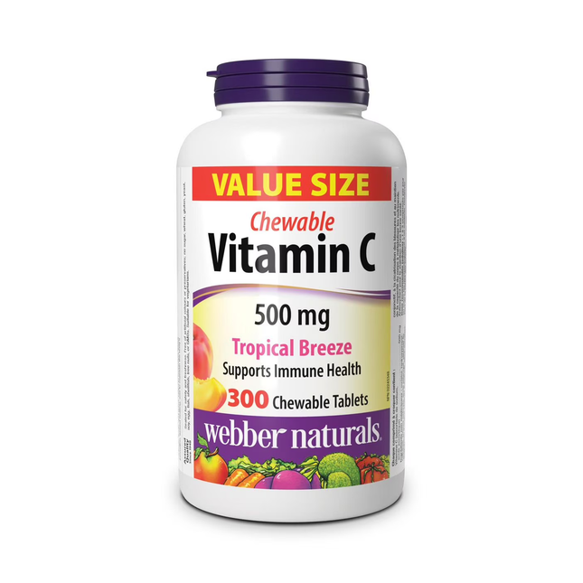 *Webber Naturals Vitamine C à croquer - 500 mg - Brise tropicale | 300 comprimés