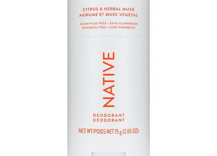NATIVE - Aluminum Free Deodorant, Citrus & Herbal Musk | 75 g