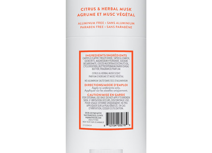 NATIVE - Aluminum Free Deodorant, Citrus & Herbal Musk | 75 g