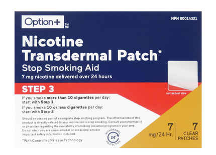 Option+ - Nicotine Transdermal Patch 7 MG - Step 3 | 7 Clear Patches