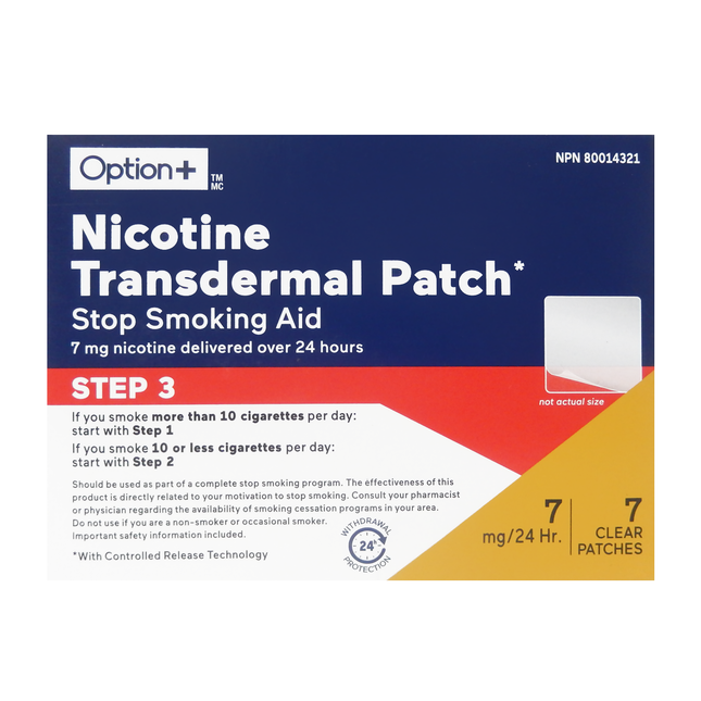 Option+ - Nicotine Transdermal Patch 7 MG - Step 3 | 7 Clear Patches