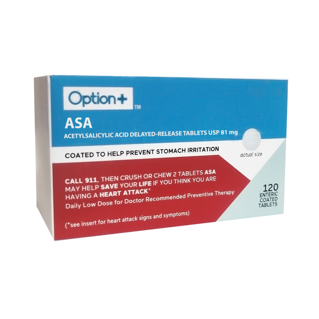 Option+ - ASA Delayed Release USP 81 MG | 120 Enteric Coated Tablets*