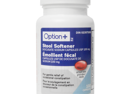 Option+ Adoucisseur de selles USP 100 mg | 100 Gélules