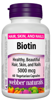 Webber Naturals Biotine pour cheveux, peau et ongles 5000 mcg | 60 gélules végétariennes
