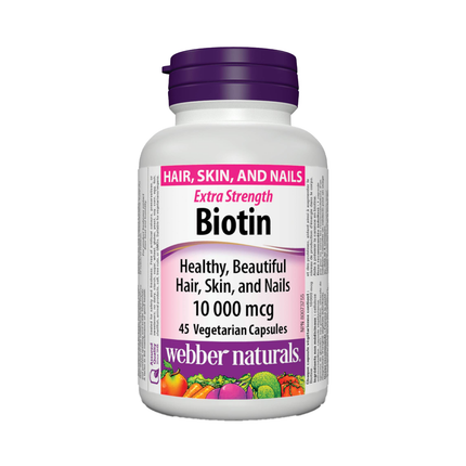 Webber Naturals - Biotin Extra Strength 10 000 mcg | 45 Vegetaria Capsules
