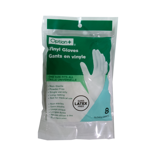 Option+ Disposable Vinyl Gloves | 8 Gloves