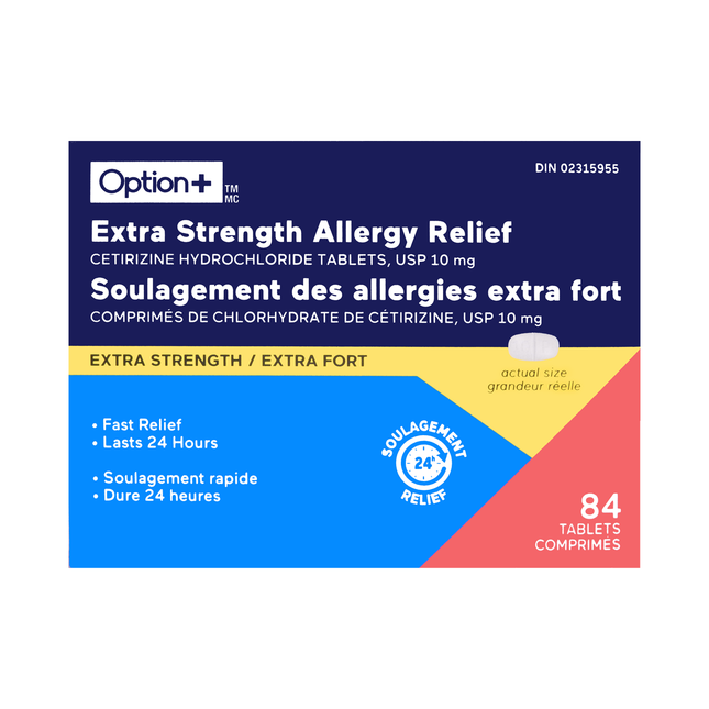 Option+ Soulagement Extra Fort des Allergies | 84 comprimés