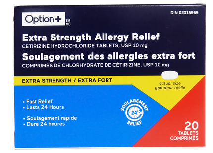 Option+ - Extra Strength Allergy Relief 10 MG | 20 Tablets