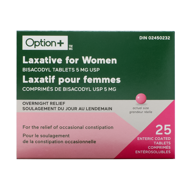 Option+ Laxative for Women Bisacodyl Enteric Coated Tablets 5 mg | 25 Tablets